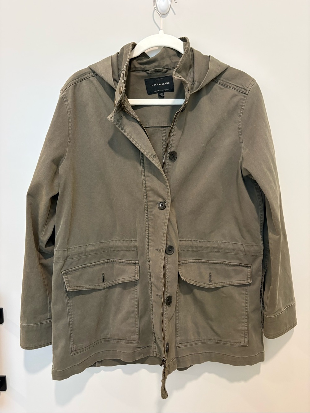 Lucky Brand Hooded Olive Utility Jacket